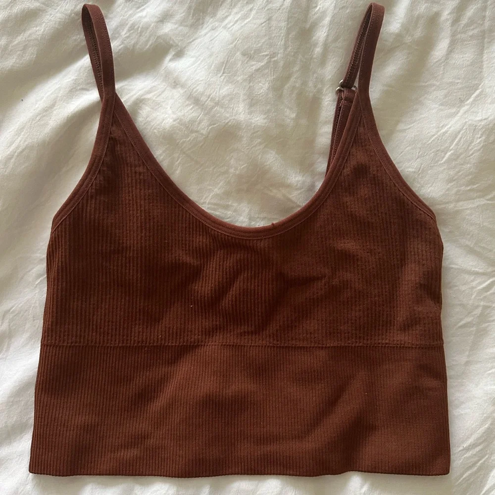 Nasty Gal Brown Ribbed Crop Tank Size Small - Picture 1 of 3